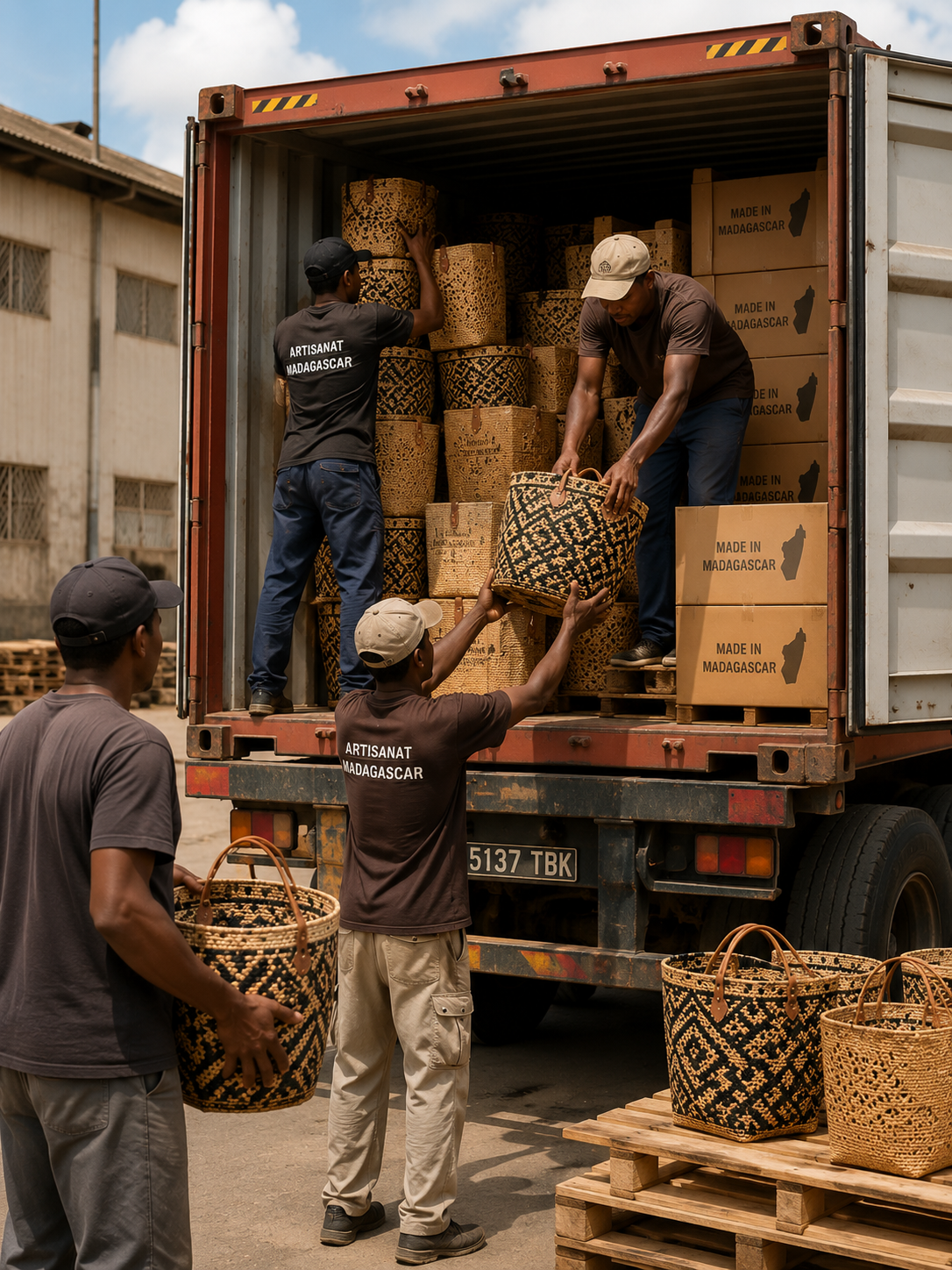 Chapeau en raphia tressé à la main malgache