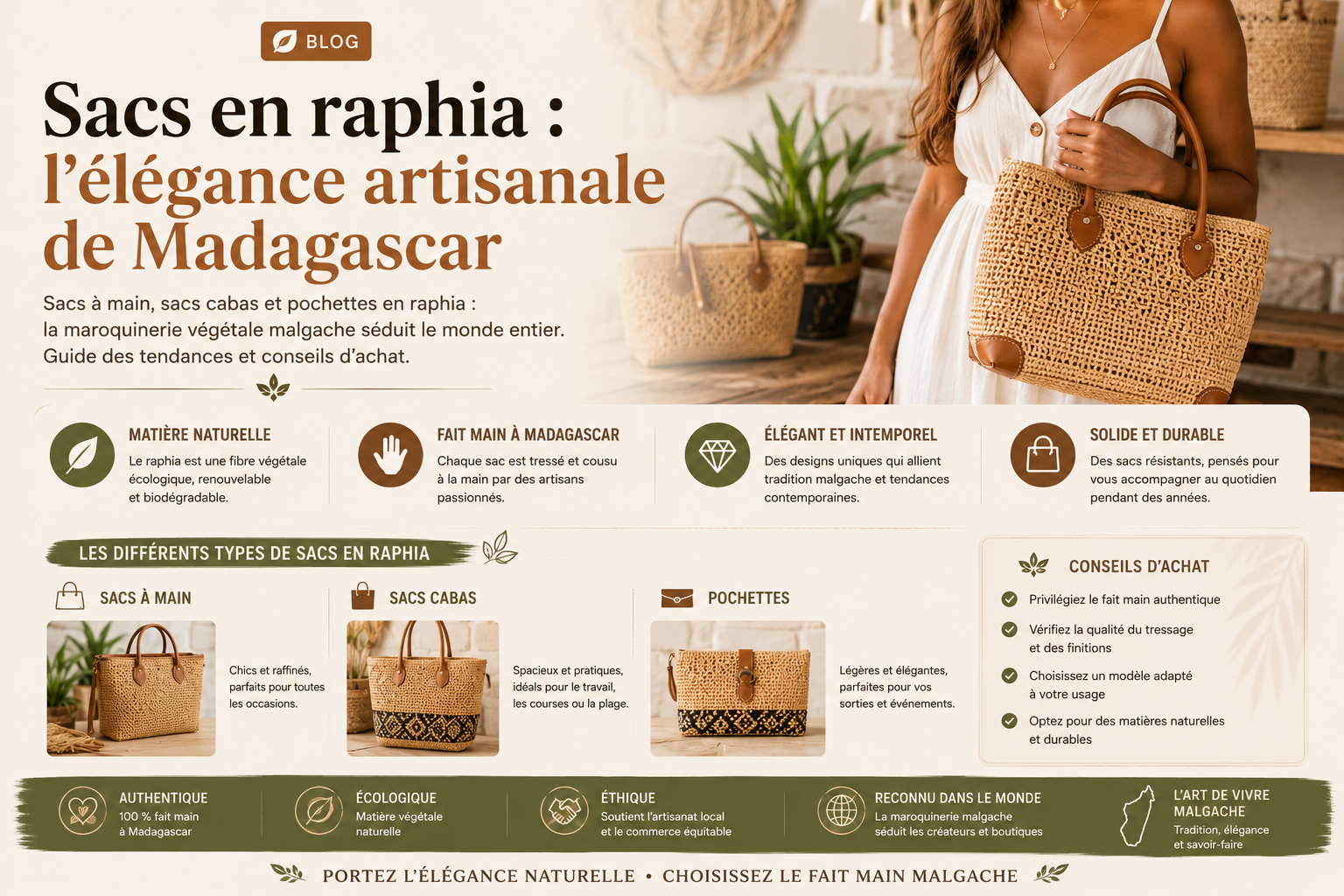 Sac à main en raphia artisanal de Madagascar